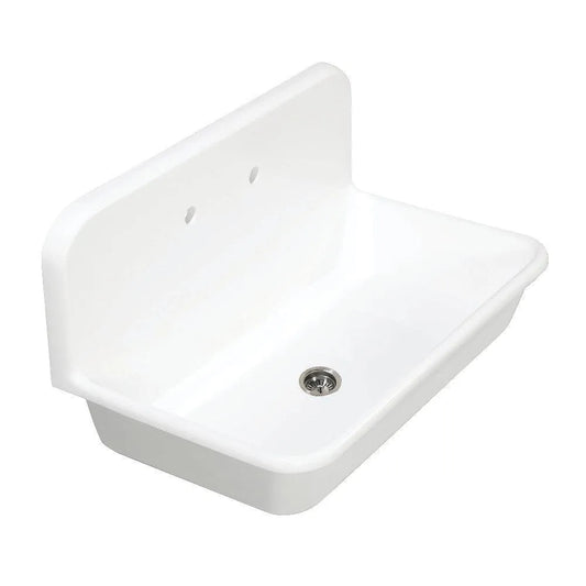 Kingston Brass Arcticstone 36 in. Solid Surface Farmhouse Kitchen Sink with Backsplash in Matte White (GKTA362119)