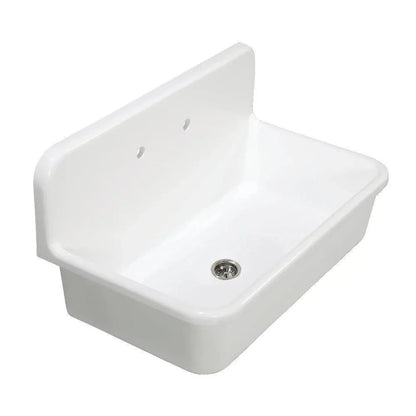 Kingston Brass Arcticstone 36 in. Solid Surface Top-Mount Kitchen Sink with Backsplash in Matte White - GKTA3620198