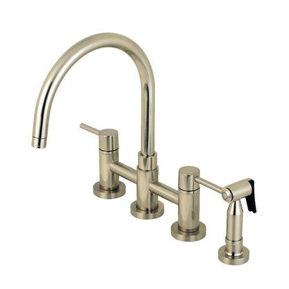 Kingston Brass Concord Two-Handle Bridge Kitchen Faucet with Brass Side Sprayer - KS827