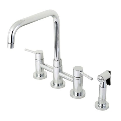 Kingston Brass Concord Two-Handle 4-Hole Deck Mount Bridge Kitchen Faucet with Brass Sprayer - KS828-DLBS