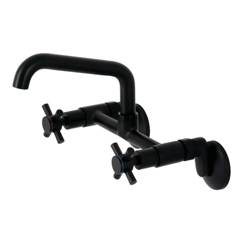 Kingston Brass Concord Two-Handle Wall-Mount Kitchen Faucet in Matte Black - KS423MB