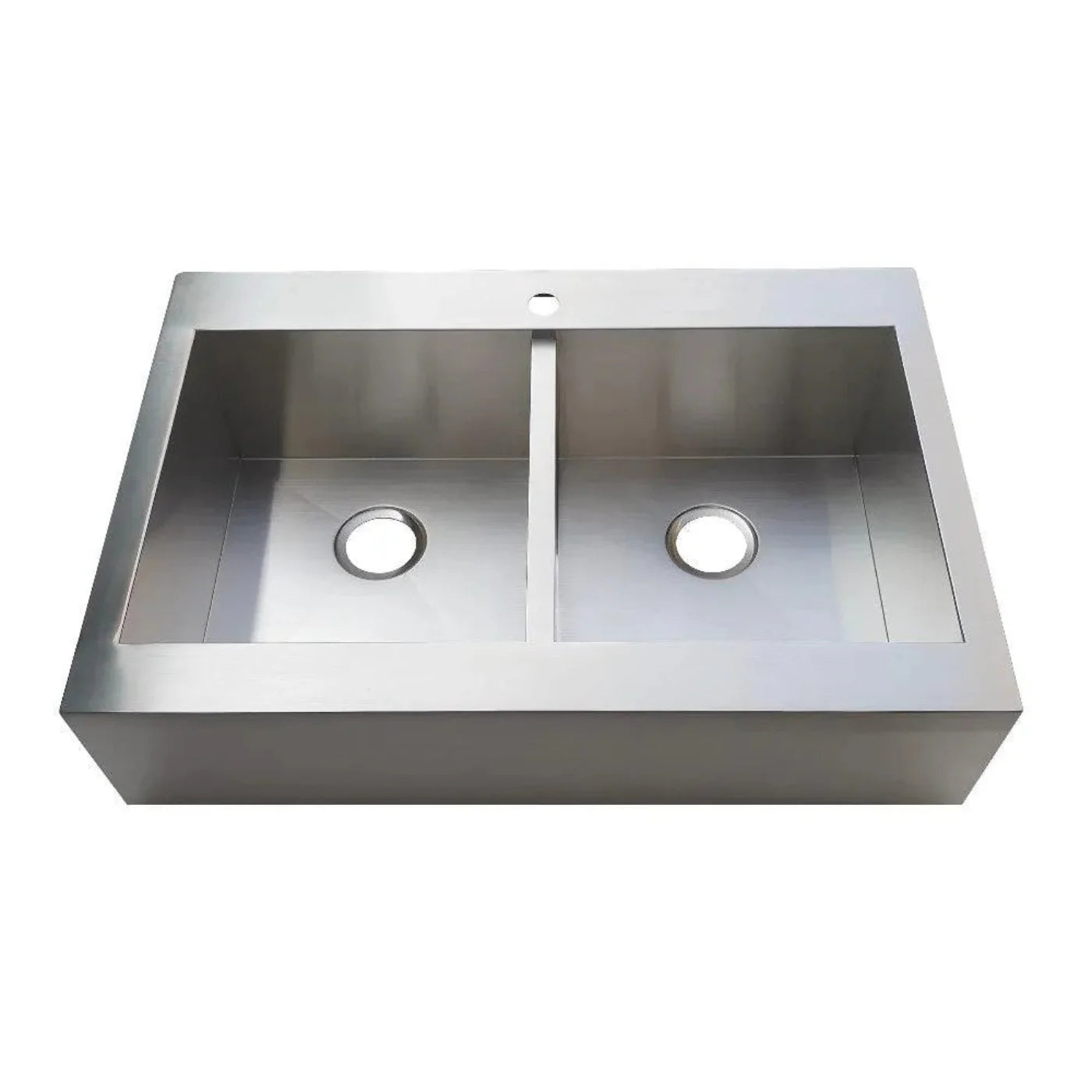 Kingston Brass Edinburg 33 in. Apron-Front Double Bowl Farmhouse Kitchen Sink in Brushed Stainless Steel - GKTDF332491