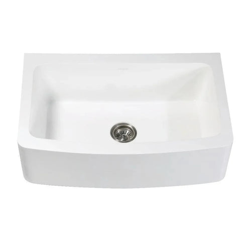 Kingston Brass Solid Surface 33 in. x 22 in. Farmhouse Apron Front Single Bowl Kitchen Sink in Matte White - GKFA33229
