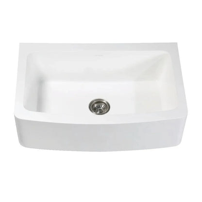 Kingston Brass Solid Surface 33 in. x 22 in. Farmhouse Apron Front Single Bowl Kitchen Sink in Matte White - GKFA33229