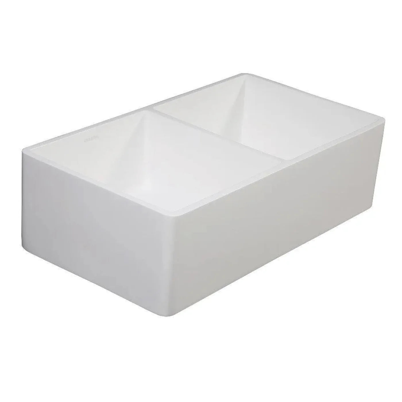 Kingston Brass 33 in. Solid Surface White Stone Apron-Front Double Bowl Farmhouse Kitchen Sink with Strainers in Matte White - GKFA331810BCD