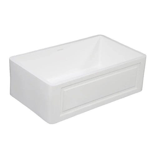 Kingston Brass 33 in. Solid Surface Matte Stone Apron Front Farmhouse Single Bowl Kitchen Sink in Matte White - GKFA331810LD
