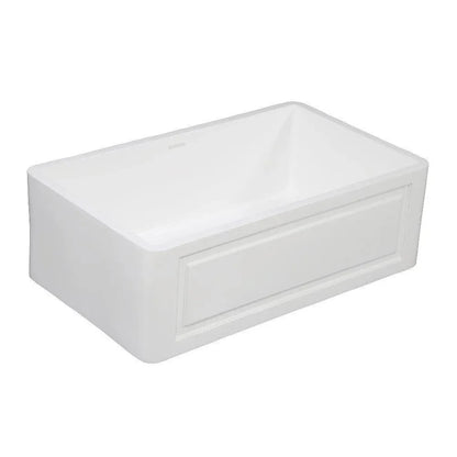 Kingston Brass 33 in. Solid Surface Matte Stone Apron Front Farmhouse Single Bowl Kitchen Sink in Matte White - GKFA331810LD
