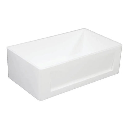 Kingston Brass 30 in. Solid Surface Matte Stone Apron Front Farmhouse Single Bowl Kitchen Sink in Matte White - GKFA301810SQ