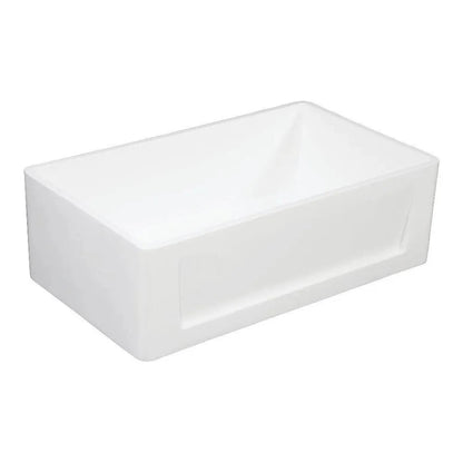 Kingston Brass 36 in. Solid Surface Matte Stone Apron Front Farmhouse Single Bowl Kitchen Sink in Matte White - GKFA361810SQ
