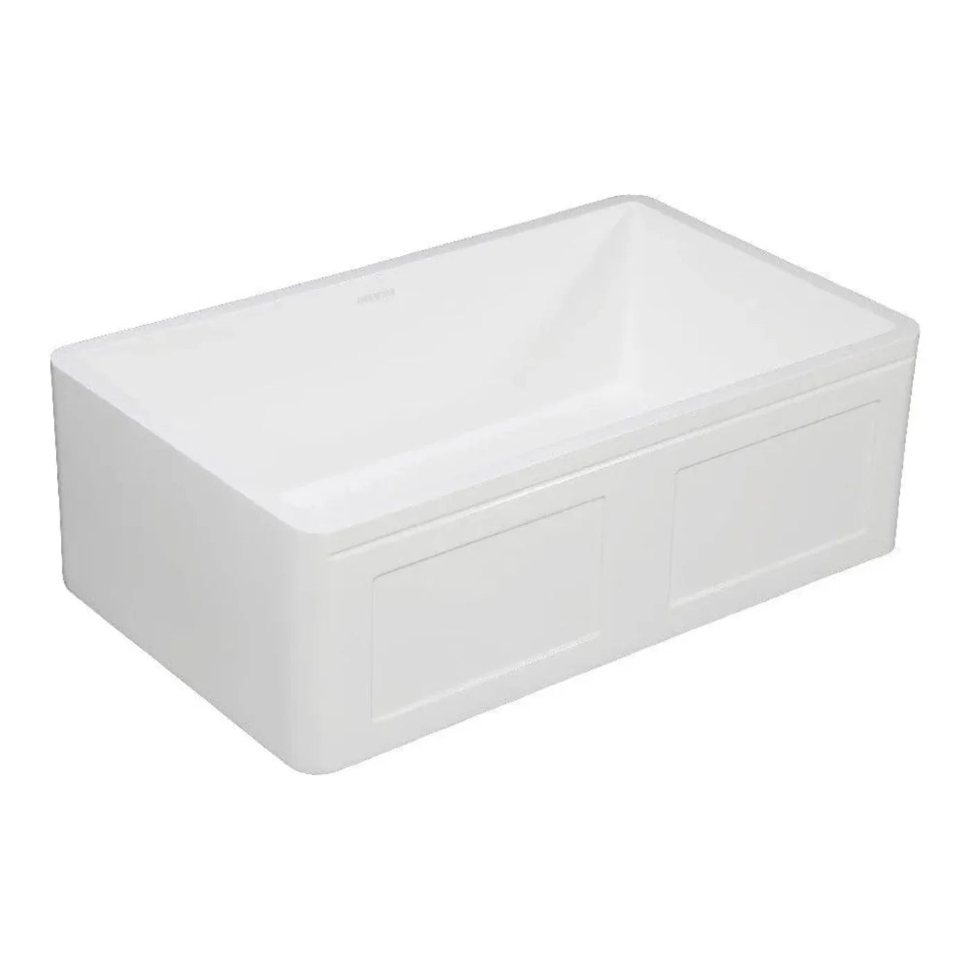 Kingston Brass 33 in. Solid Surface White Stone Apron-Front Single Bowl Farmhouse Kitchen Sink with Strainer in Matte White - GKFA331810DS