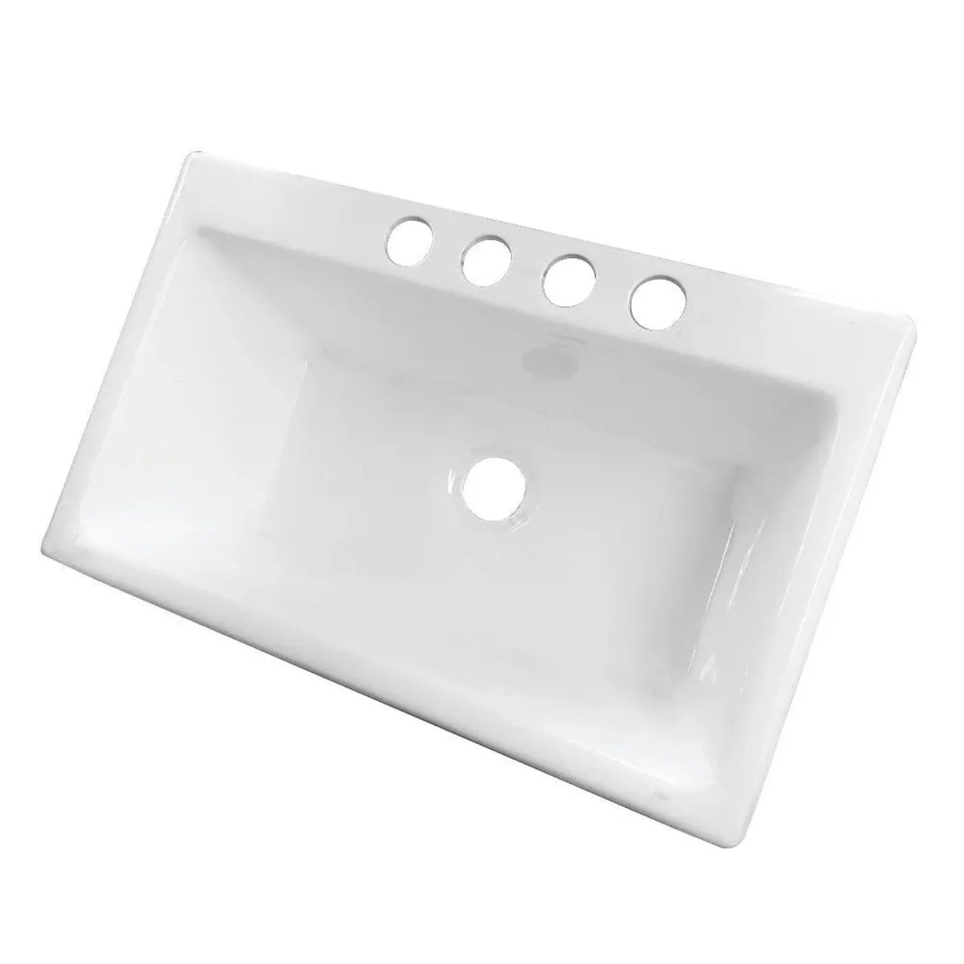 Kingston Brass Towne 36 in. Cast Iron Undermount 4-Hole Kitchen Sink in White - GCKUS362211