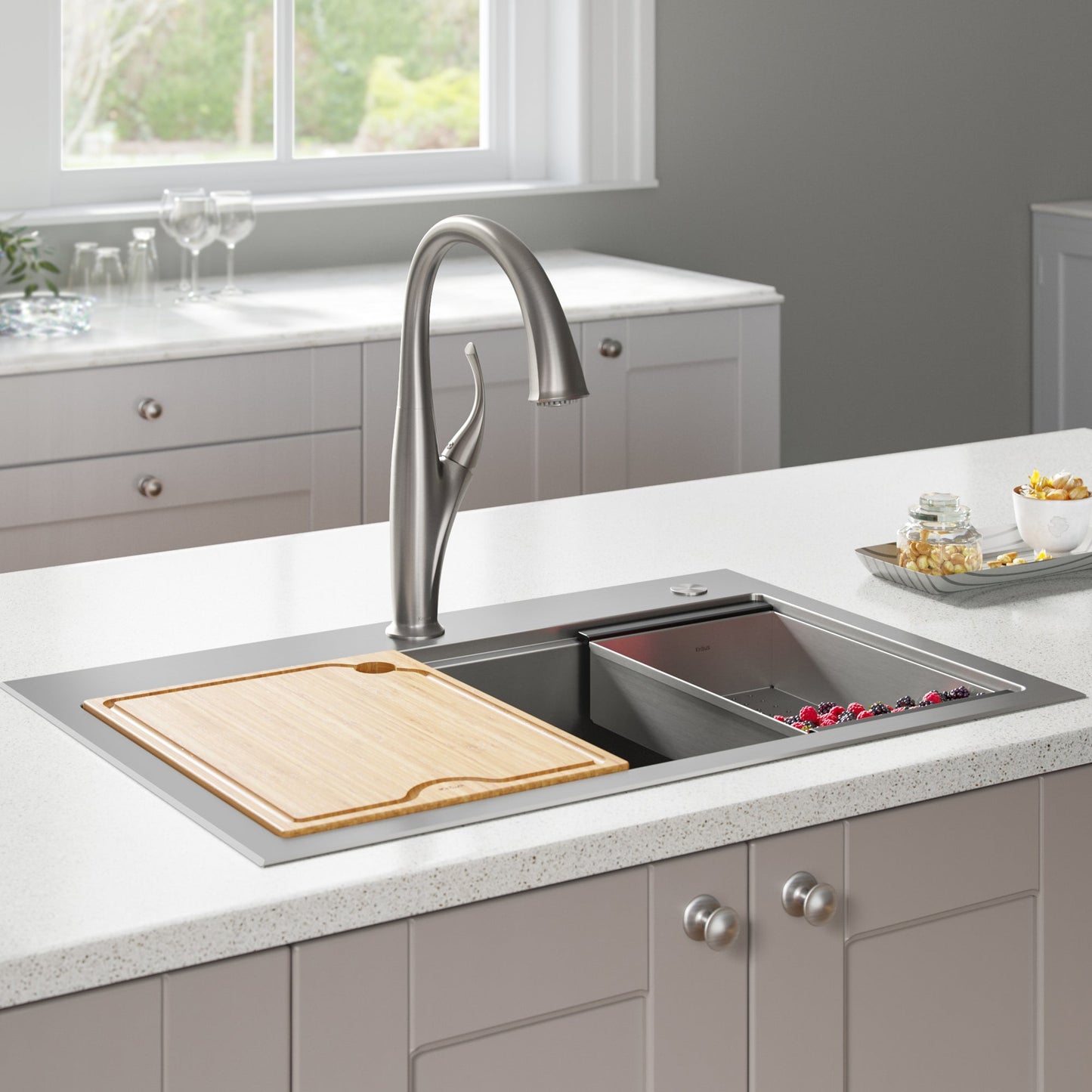Kraus 32" Drop in Workstation Kitchen Sink - KWT300-32