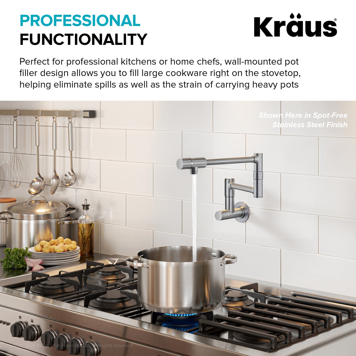 KRAUS Matte Black Wall Mounted Pot Filler - KPF-5003MB