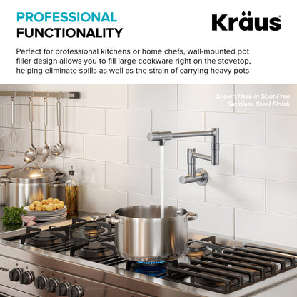 KRAUS Matte Black Wall Mounted Pot Filler - KPF-5003MB