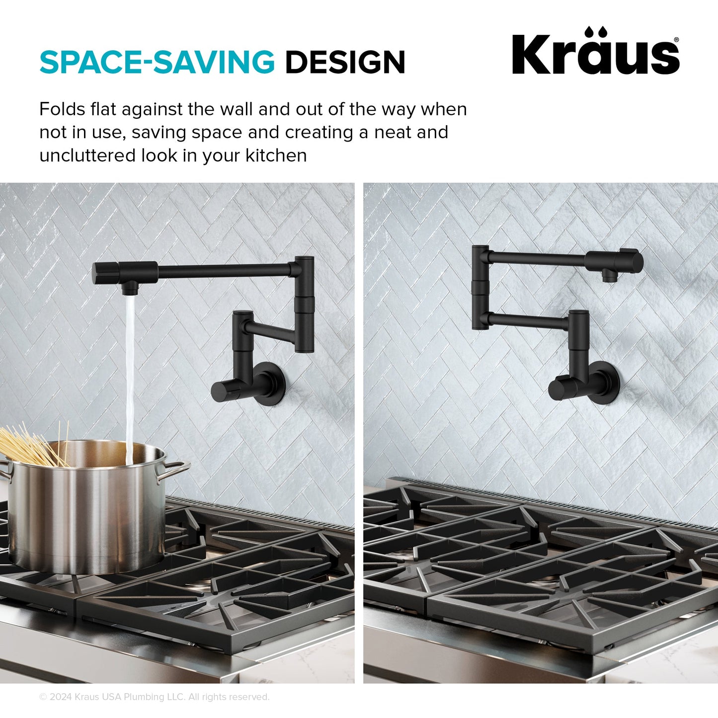 KRAUS Matte Black Wall Mounted Pot Filler - KPF-5003MB
