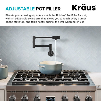 KRAUS Matte Black Wall Mounted Pot Filler - KPF-5003MB