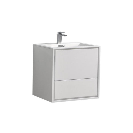 KubeBath 24 in. De Lusso Wall Mount Modern Bathroom Vanity with Color Options - DL24-GW
