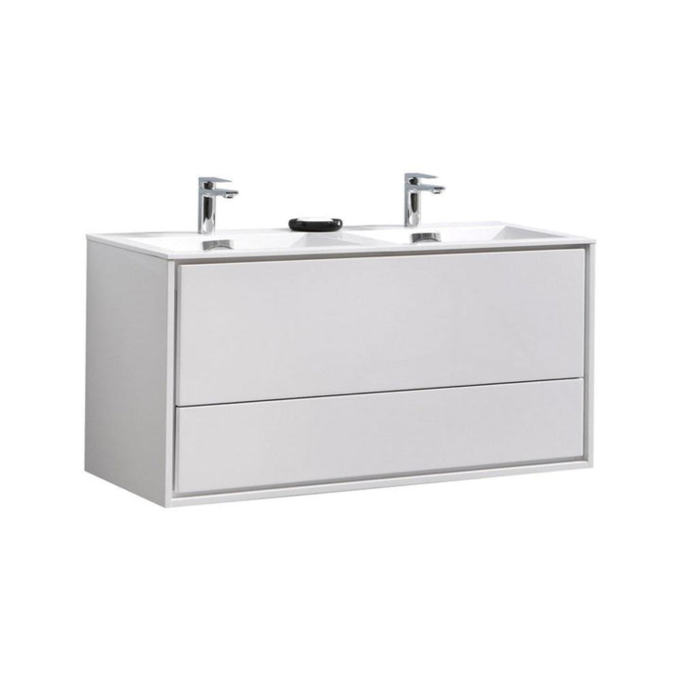 KubeBath 48 in. De Lusso Wall Mount Modern Bathroom Vanity with Color Options - DL48D-HGASH