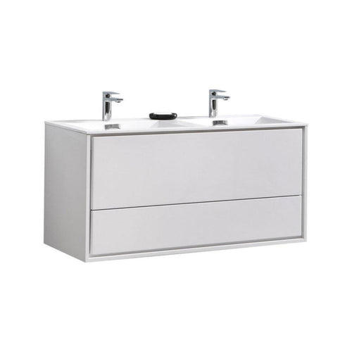 KubeBath 48 in. De Lusso Wall Mount Modern Bathroom Vanity with Color Options - DL48D-HGASH