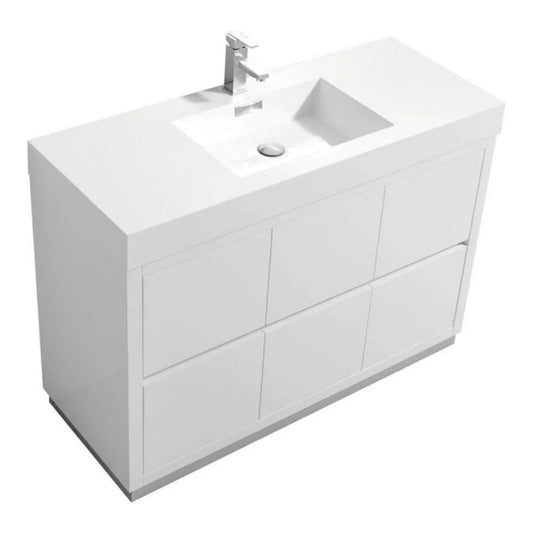 KubeBath Bliss 48 in. Free Standing Single Sink Modern Bathroom Vanity -  FMB48-GW