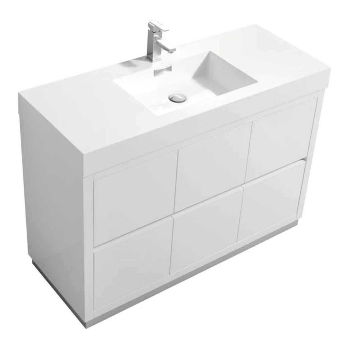 KubeBath Bliss 48 in. Free Standing Single Sink Modern Bathroom Vanity -  FMB48-GW
