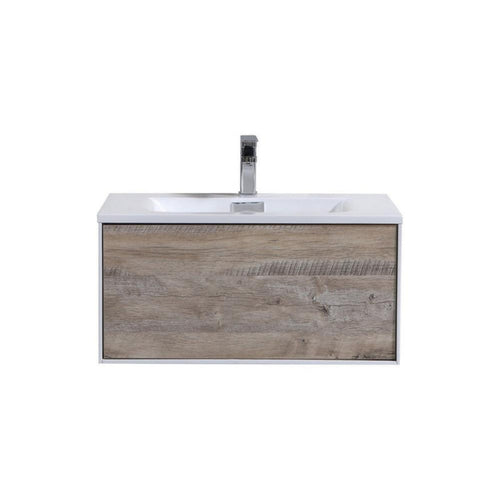 KubeBath Divario 30 in. Nature Wood Wall Mount Modern Bathroom Vanity - D30NW