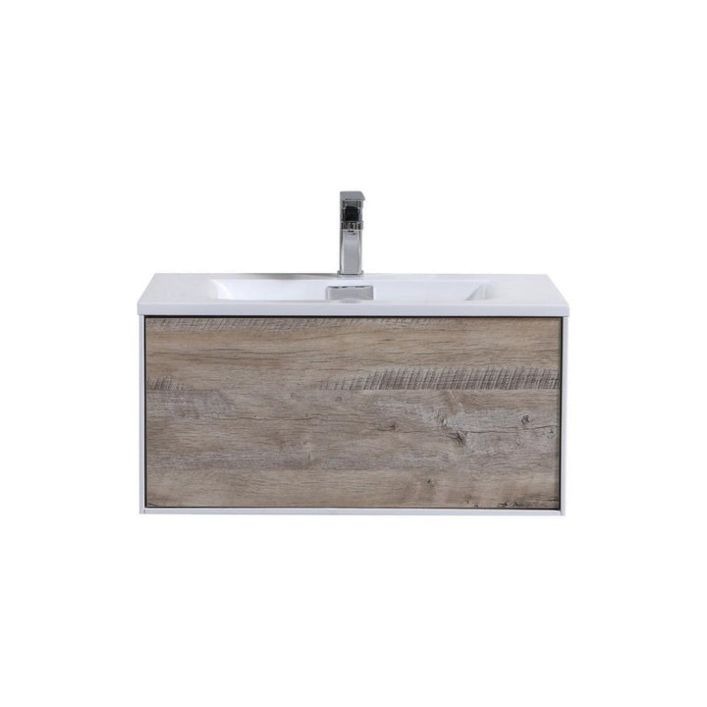 KubeBath Divario 30 in. Nature Wood Wall Mount Modern Bathroom Vanity - D30NW