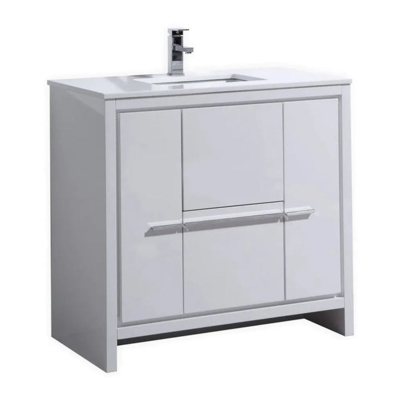 KubeBath Dolce 36 in. Freestanding Single Sink Modern Bathroom Vanity with White Quartz Counter-Top and Cabinet Color Options - AD636GW