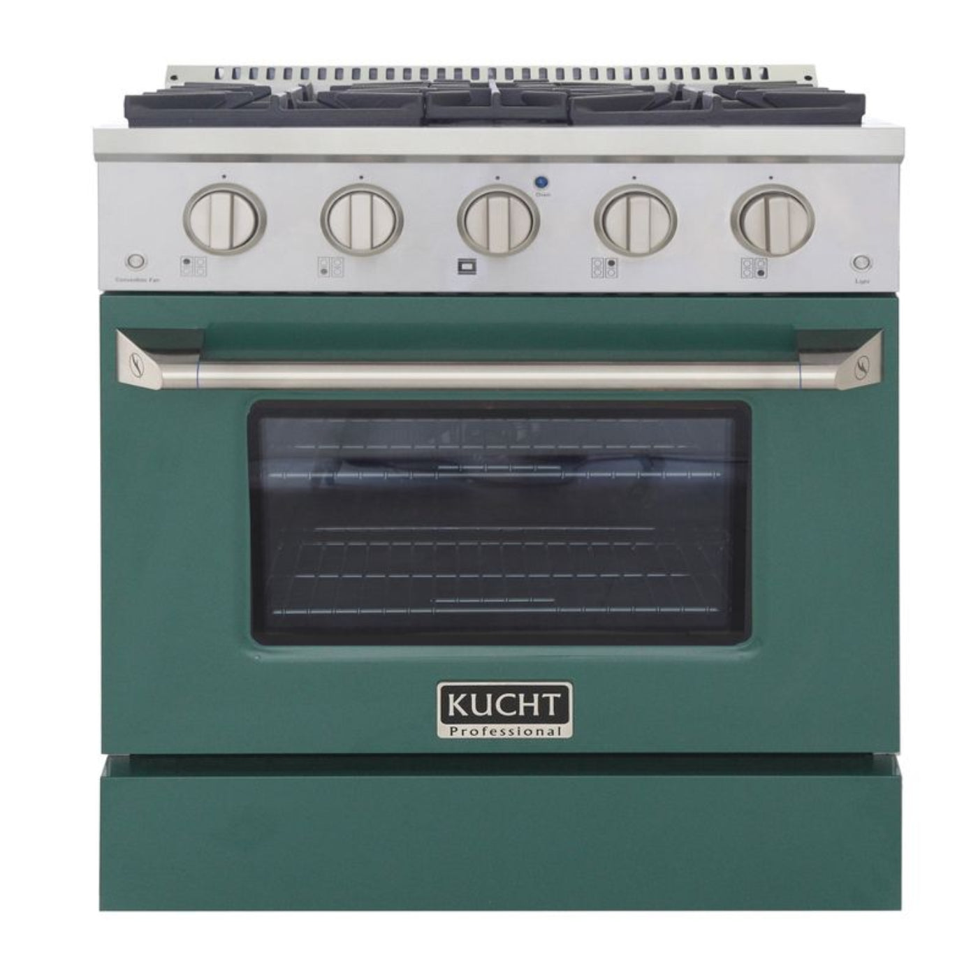 GREE Kucht 30 Inch Pro-Style KDF Series Natural Gas Stainless Steel Dual Fuel Range with Green Oven Door - KDF302-G
