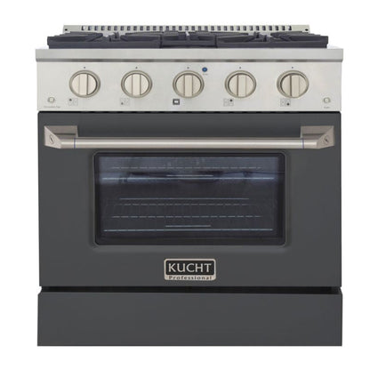 Kucht 30 Inch Pro-Style KDF Series Natural Gas Stainless Steel Dual Fuel Range with Grey Oven Door - KDF302-GR