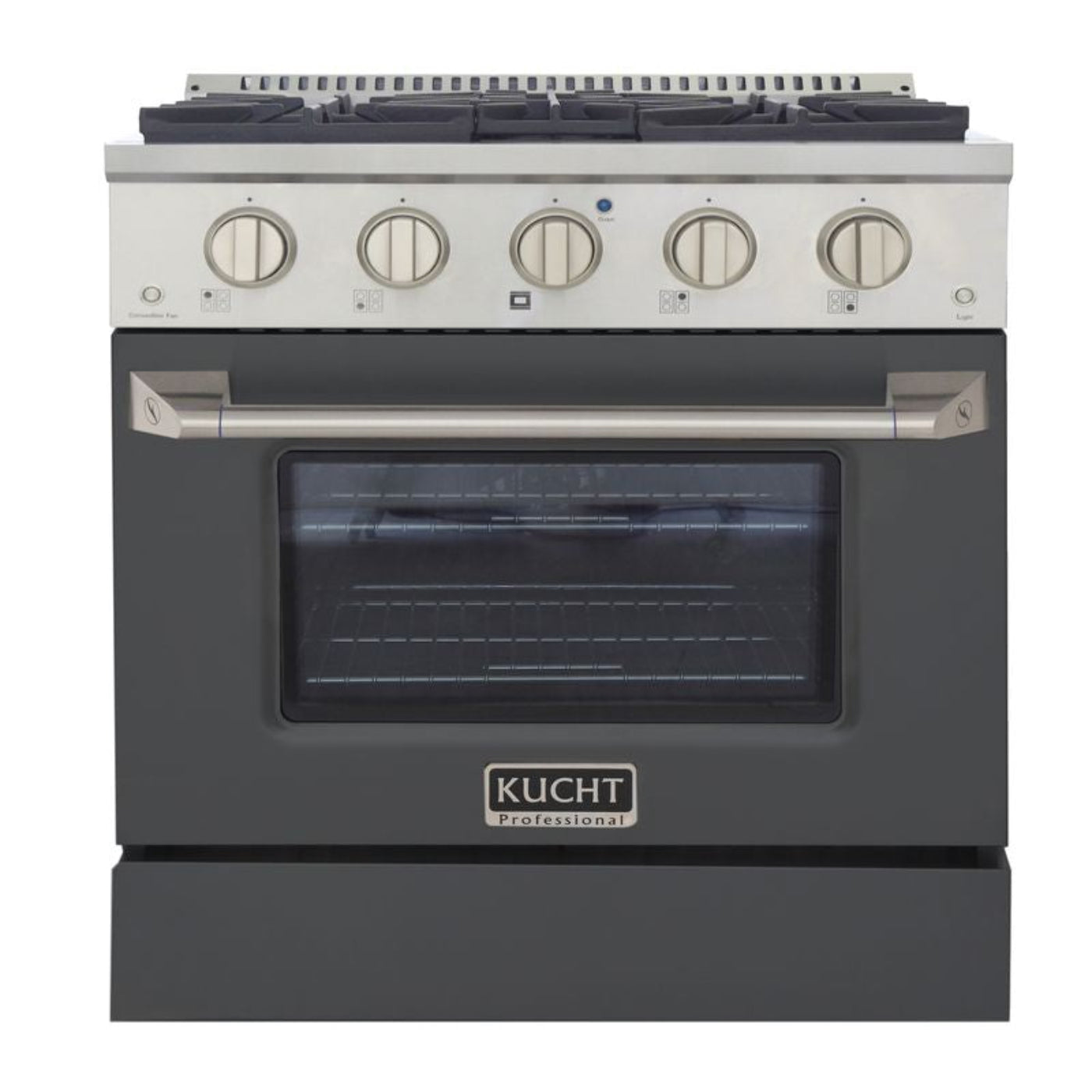 Kucht 30 Inch Pro-Style KDF Series Natural Gas Stainless Steel Dual Fuel Range with Grey Oven Door - KDF302-GR