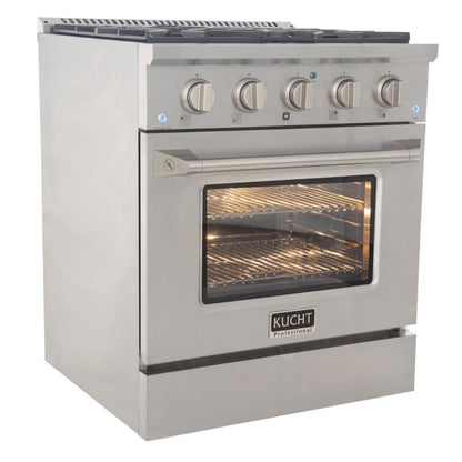 Kucht 30 Inch Pro-Style KDF Series Natural Gas Stainless Steel Dual Fuel Range with Silver Oven Door - KDF302-S