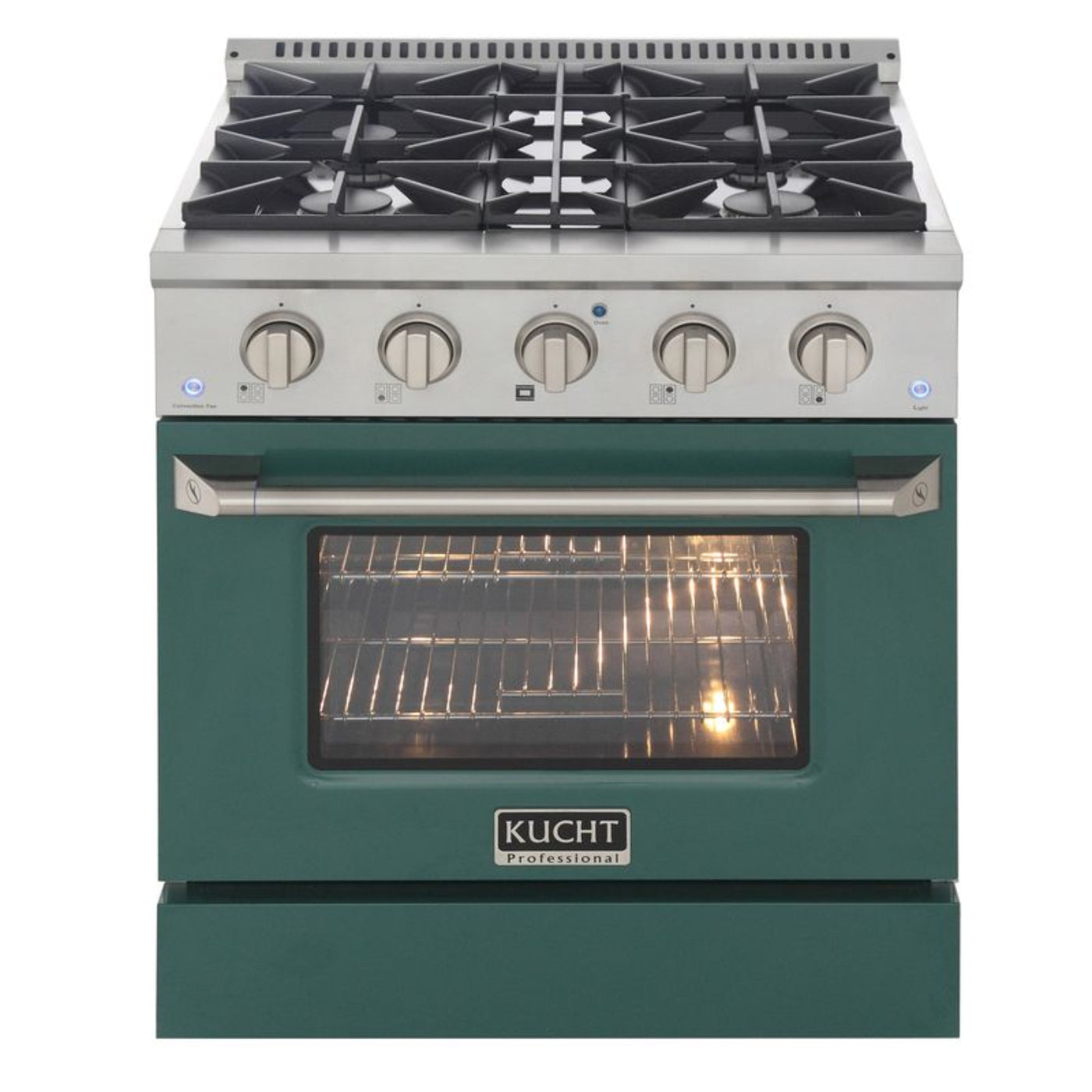 Kucht 30 Inch Professional KNG Series Natural Gas Stainless Steel Range with Green Oven Door - KNG301-G