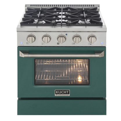 Kucht 30 Inch Professional KNG Series Natural Gas Stainless Steel Range with Green Oven Door - KNG301-G