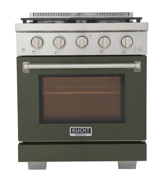 Kucht 30 Inch Professional KFX-X Series Natural Gas Stainless Steel Range with Green Oven Door - KFX3000X-G