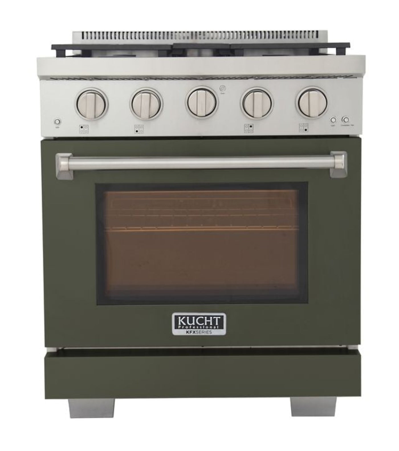 Kucht 30 Inch Professional KFX-X Series Natural Gas Stainless Steel Range with Green Oven Door - KFX3000X-G