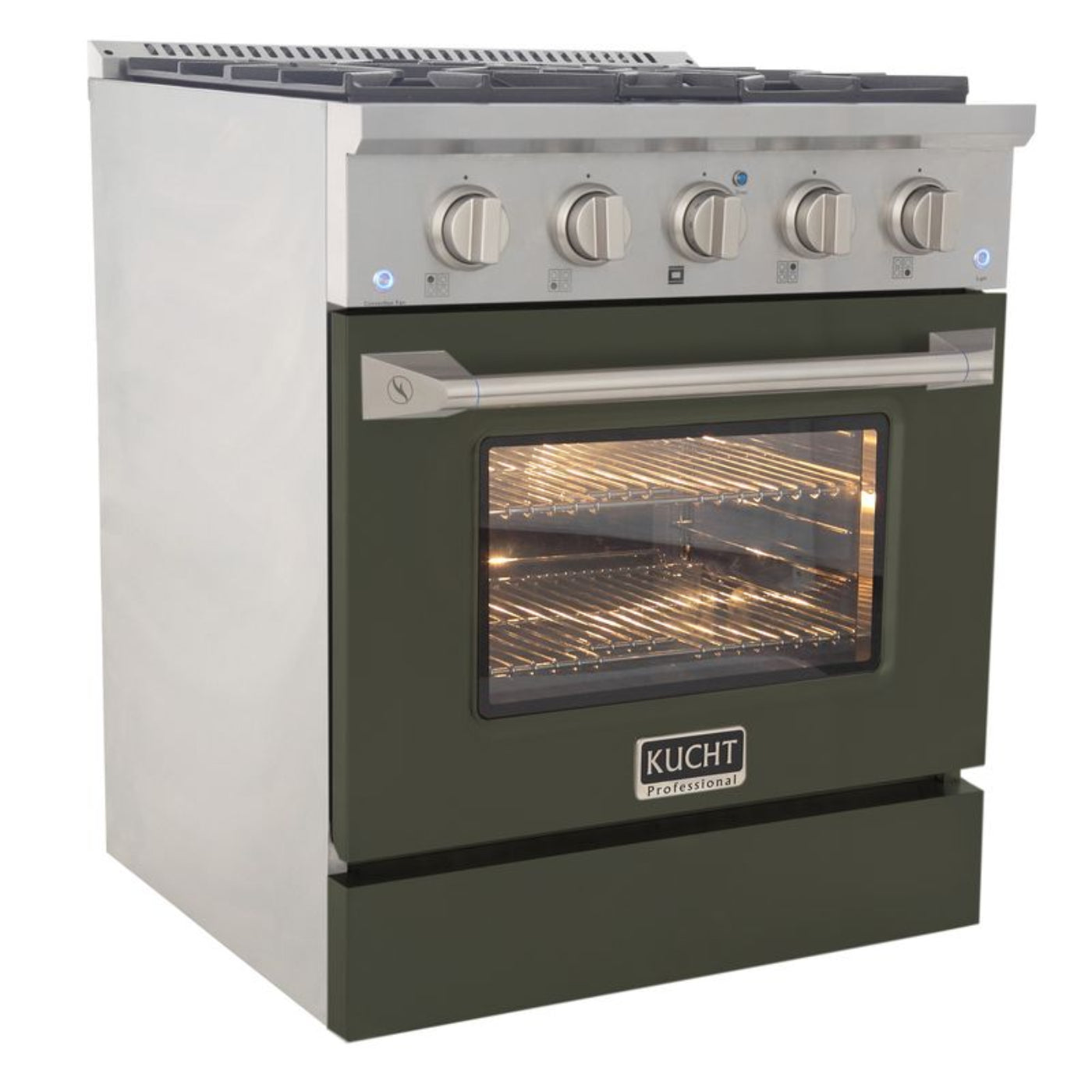 Kucht 30 Inch Professional KNG Series Natural Gas Stainless Steel Range with Green Oven Door - KNG301-OG