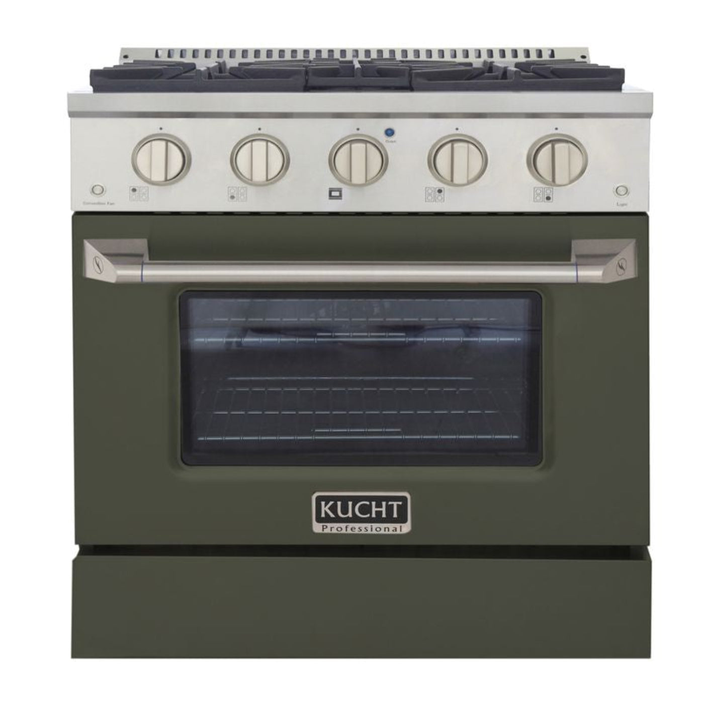 Kucht 30 Inch Professional KNG Series Natural Gas Stainless Steel Range with Green Oven Door - KNG301-OG