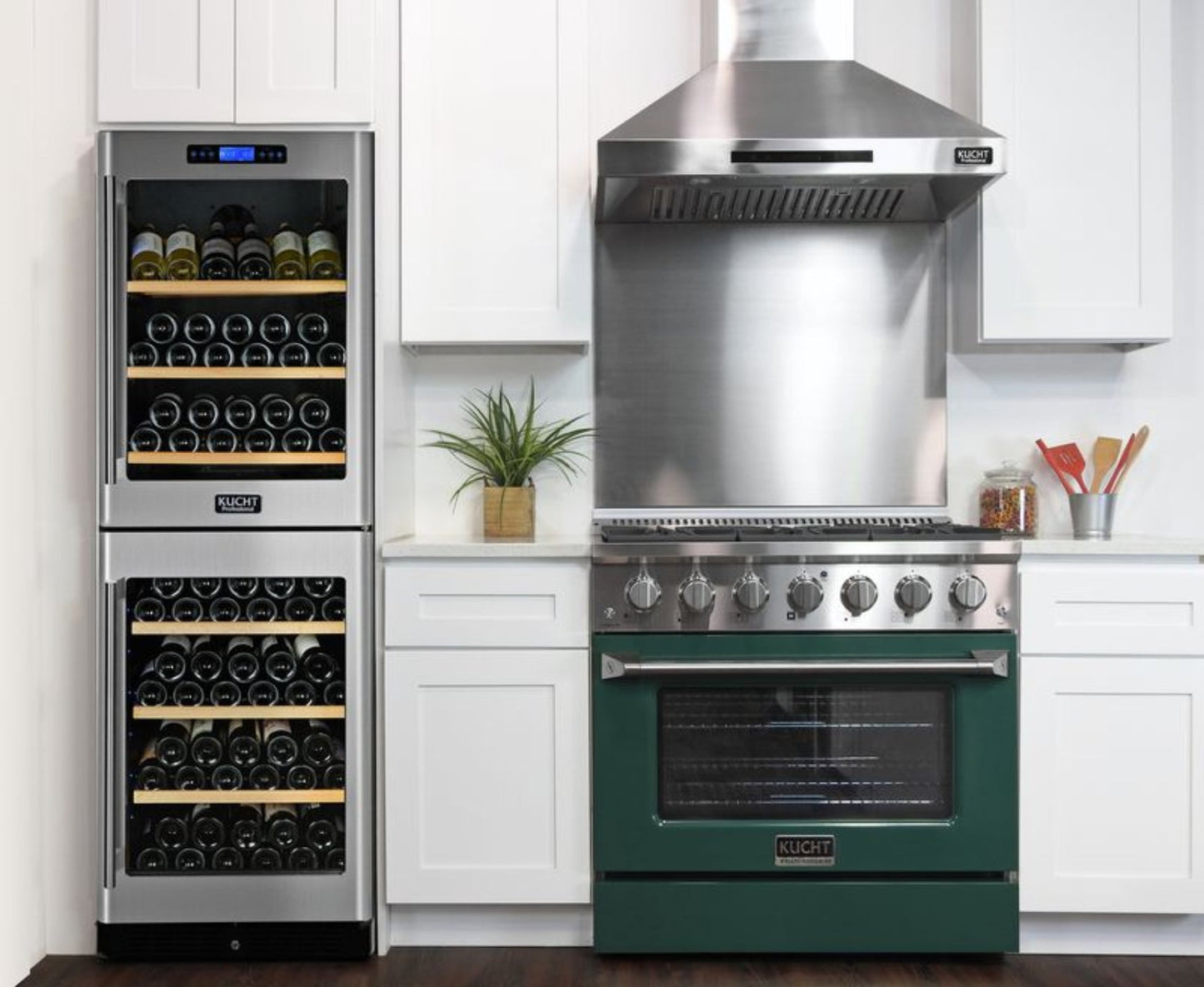 GREE Kucht 36 Inch Pro-Class KDF Series Liquid Propane Gas Stainless Steel Dual Fuel Range with Green Oven Door - KDF362/LP-G