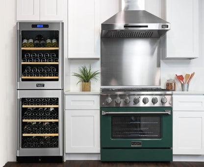 GREE Kucht 36 Inch Pro-Class KDF Series Liquid Propane Gas Stainless Steel Dual Fuel Range with Green Oven Door - KDF362/LP-G