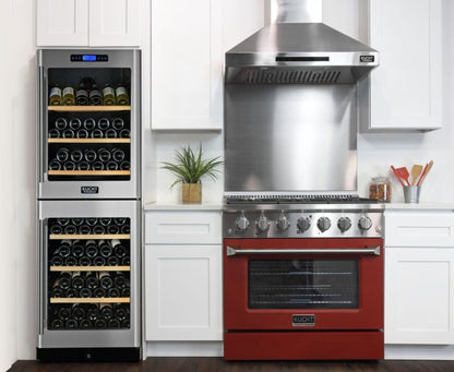 Kucht 36 Inch Pro-Class KDF Series Natural Gas Stainless Steel Dual Fuel Range with Red Oven Door