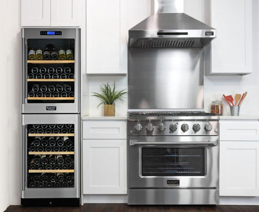 Kucht 36 Inch Pro-Class KDF Series Natural Gas Stainless Steel Dual Fuel Range with Silver Oven Door