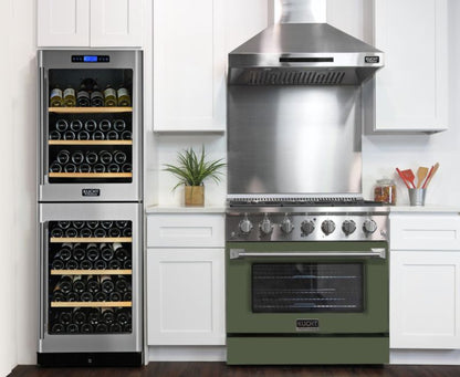 Kucht 36 Inch Professional KNG Series Liquid Propane Gas Stainless Steel Range with Olive Green Oven Door - KNG361/LP-OG