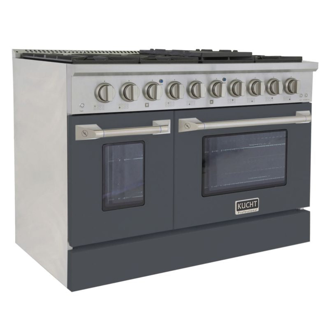 Kucht 48 Inch Pro-Style KDF Series Liquid Propane Gas Stainless Steel Dual Fuel Range with Grey Oven Door