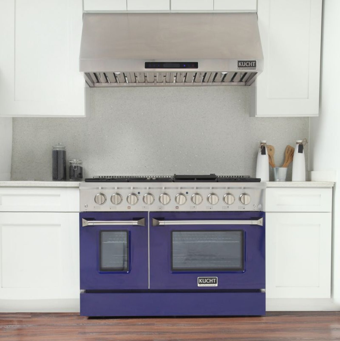 Kucht 48 Inch Pro-Style KDF Series Natural Gas Stainless Steel Dual Fuel Range with Blue Oven Door