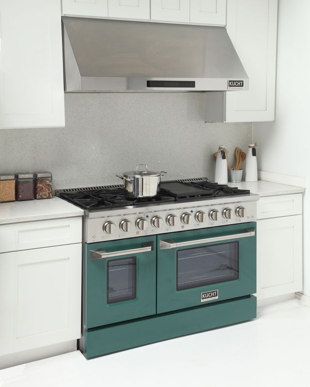 Kucht 48 Inch Pro-Style KDF Series Natural Gas Stainless Steel Dual Fuel Range with Green Oven Door