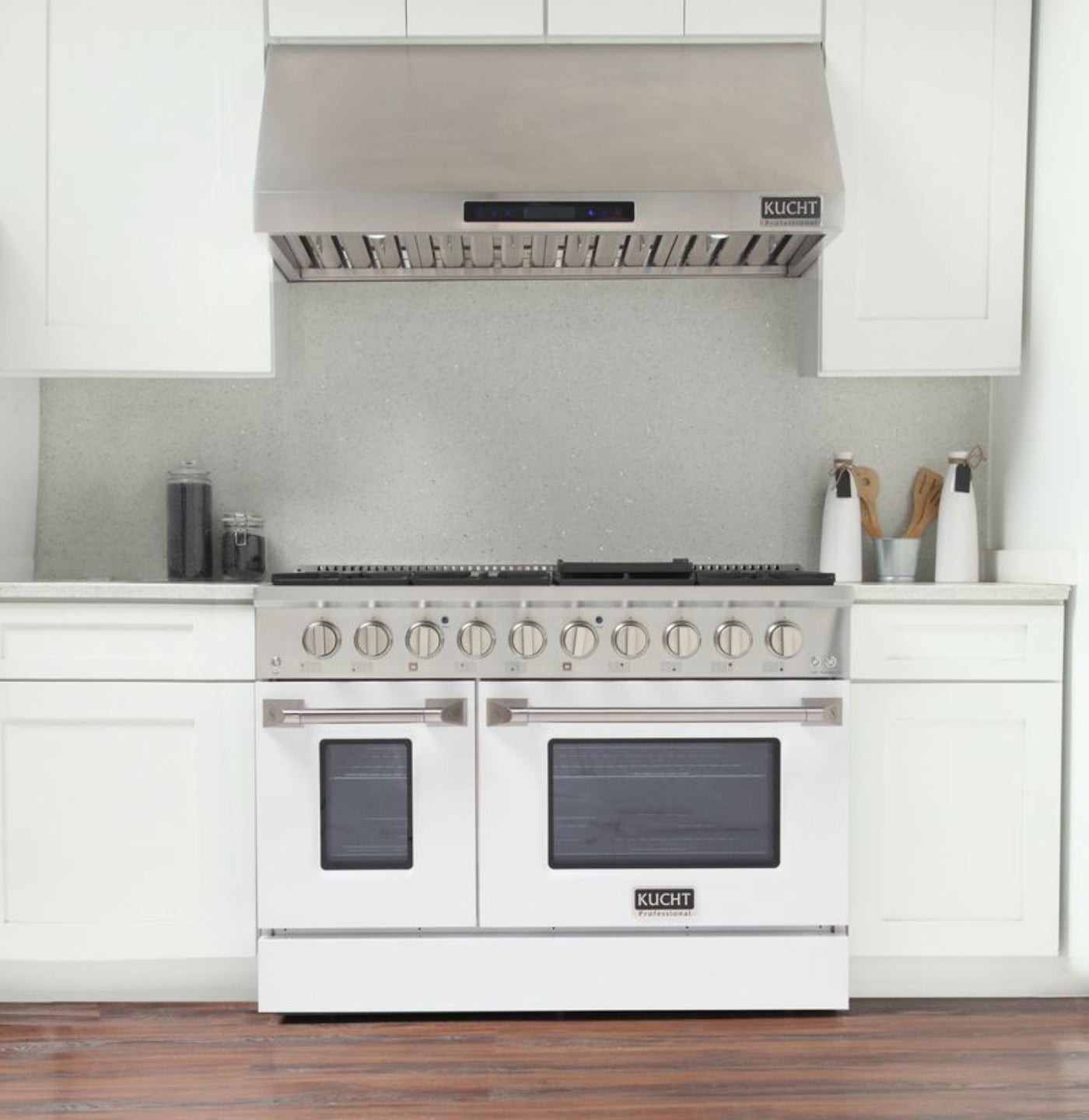 Kucht 48 Inch Pro-Style KDF Series Natural Gas Stainless Steel Dual Fuel Range with White Oven Door