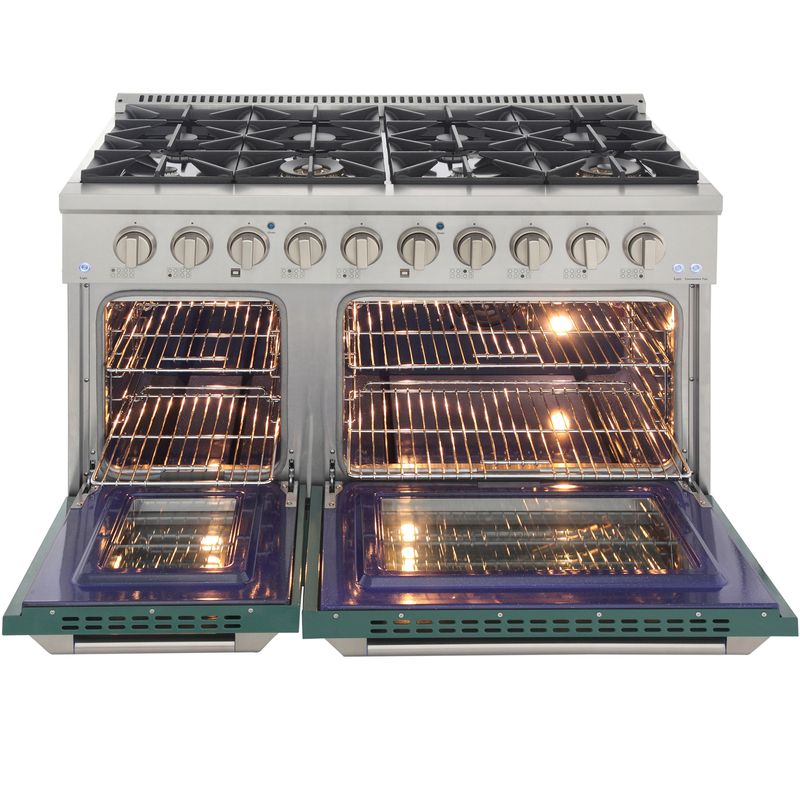 Kucht 48 Inch Pro-Style KDF Series Natural Gas Stainless Steel Dual Fuel Range with Green Oven Door