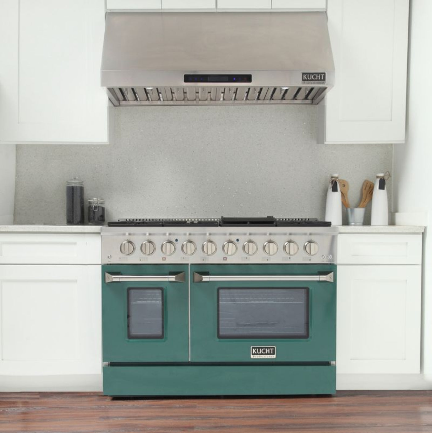 Kucht 48 Inch Professional KNG Series Liquid Propane Gas Stainless Steel Range with Green Oven Door - KNG481/LP-G