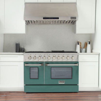 Kucht 48 Inch Professional KNG Series Liquid Propane Gas Stainless Steel Range with Green Oven Door - KNG481/LP-G
